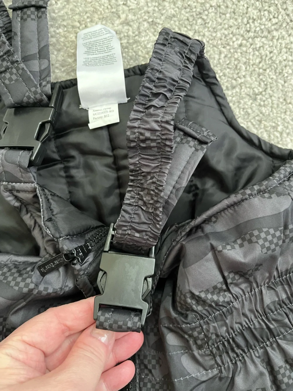 NWT Carters Black & Gray Camouflage Bib Pants and Puffer Jacket Size 2T